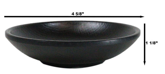 Pack Of 6 Black Silk Melamine Round Curved Appetizer Sides Banchan Plates 4.75"D