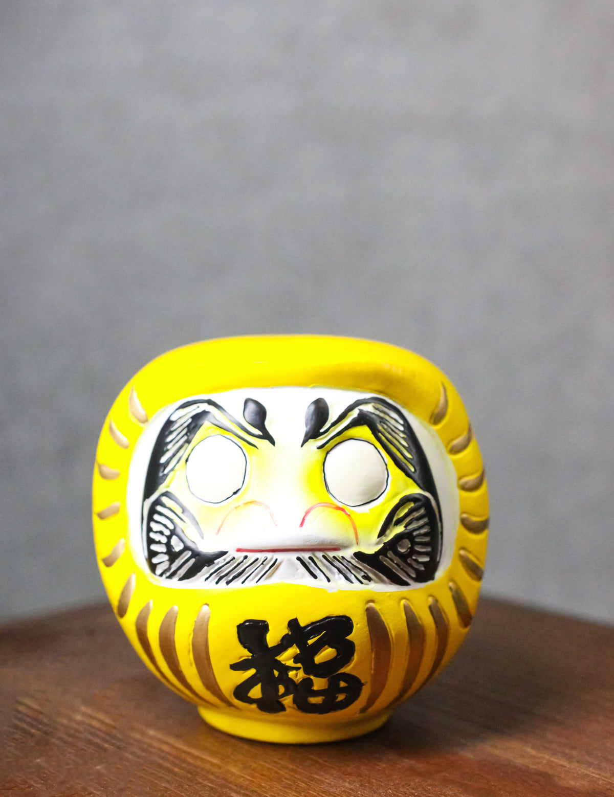 Yellow Talisman of Protection Japanese Zen Daruma Figurine With Unpainted Eyes