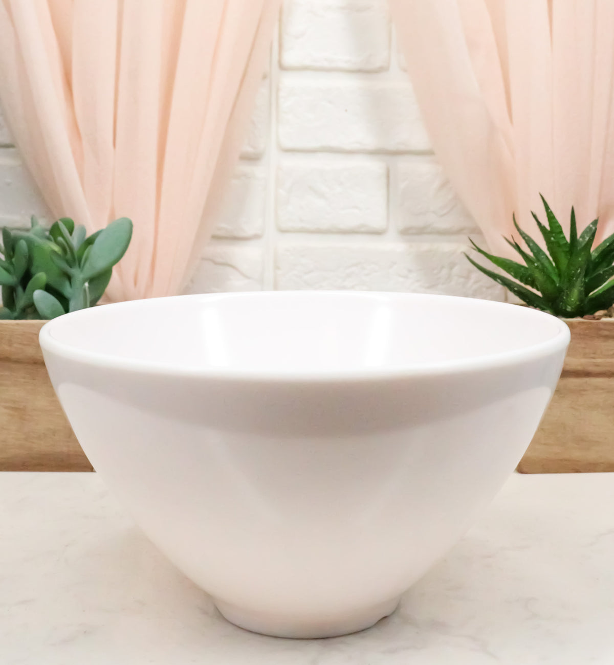 Restaurant Supply Contemporary Round White Jade Melamine Soup Salad Bowls Set 6
