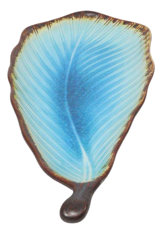 Blue Sky Aozora Kannyu Collection Ceramic Leaf Shaped Large Serving Platter 16"L