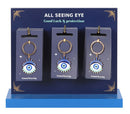 24 Wiccan All Seeing Eye Of Protection Keychain Charms With Display Stand Set