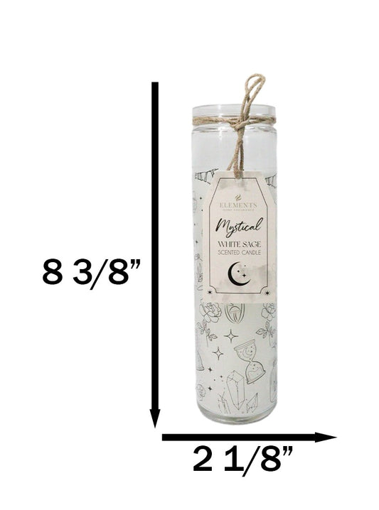 Mystical Magic Symbols White Sage Wicca Tall Tube Scented Candle Home Fragrance