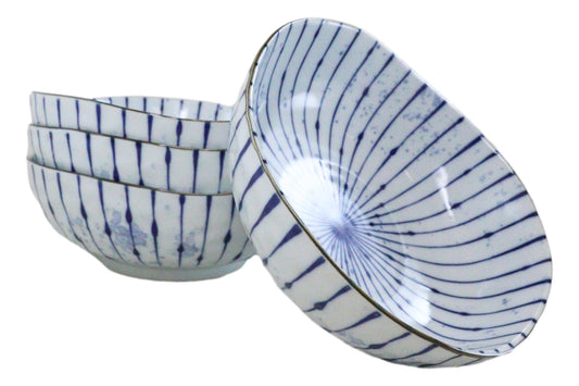 Pack Of 4 Fubuki Tokusa Made In Japan Round Flair Deep Plates Shallow Bowls 36oz