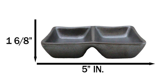 Pack Of 6 Ceramic Tetsu Kesho Soy Sauce Or Condiment Dishes With 2 Compartments