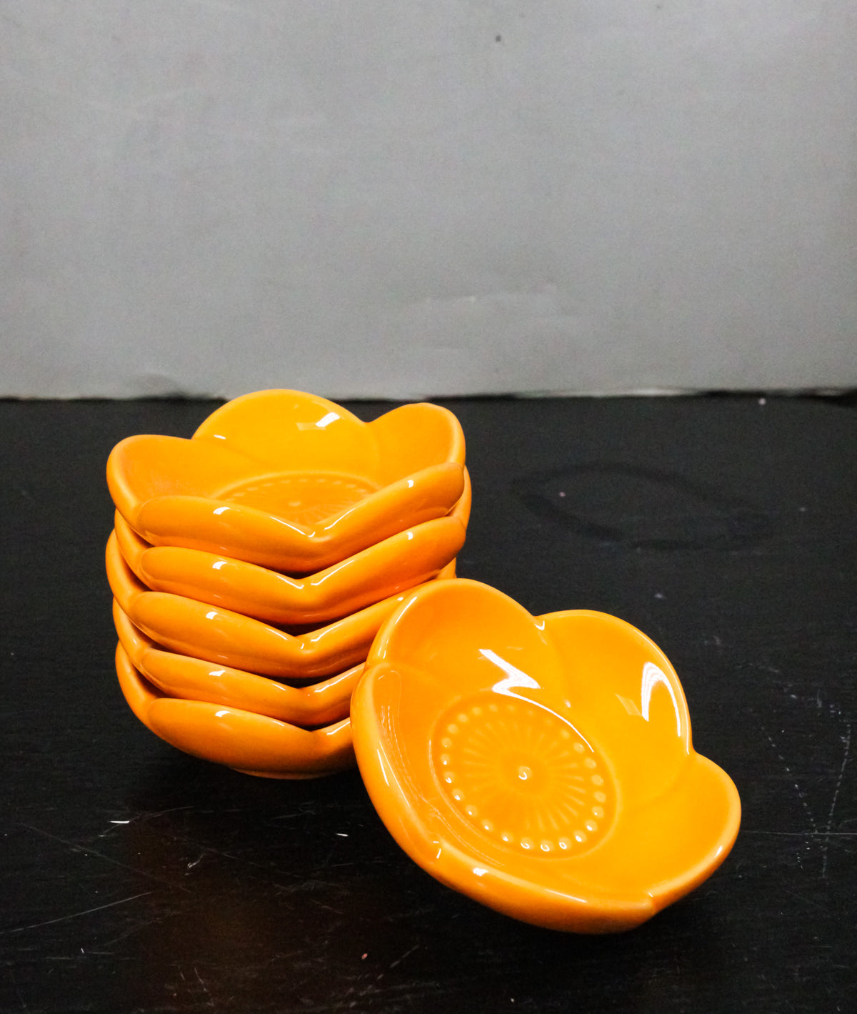 Ebros Set of 6 Orange Sakura Cherry Blossom Porcelain Sauce Dishes 3 Inch