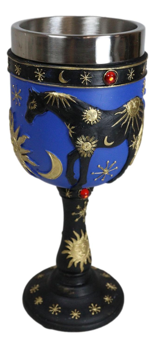 Trail Of Painted Ponies Sky Of Enchantment Celestials Sun Moon Horse Wine Goblet