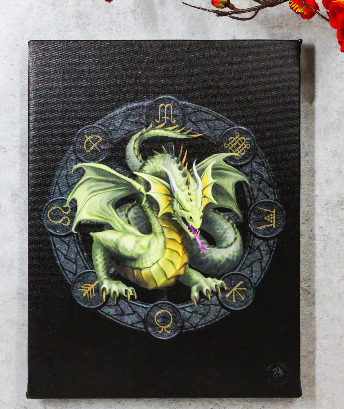 Anne Stokes Mabon Drake Sabbats Wheel of The Year Dragon Canvas Wall Decor - Ebros Gift