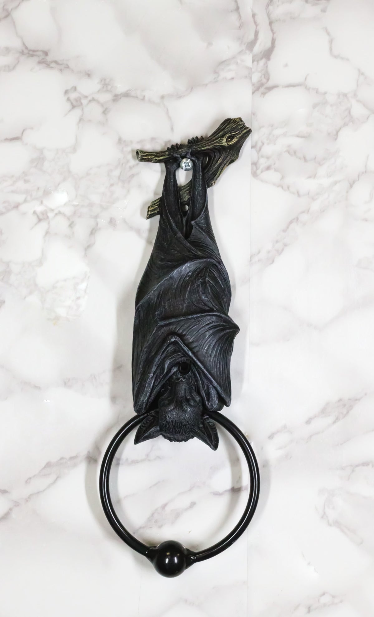 Ebros Gift Gothic Nocturne Sleeping Bat Sculptural Door Knocker Home Decor