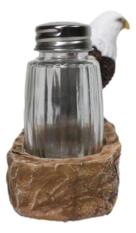 Wild Heritage Bald Eagle On Rock Southwestern Symbol Salt & Pepper Shaker Holder