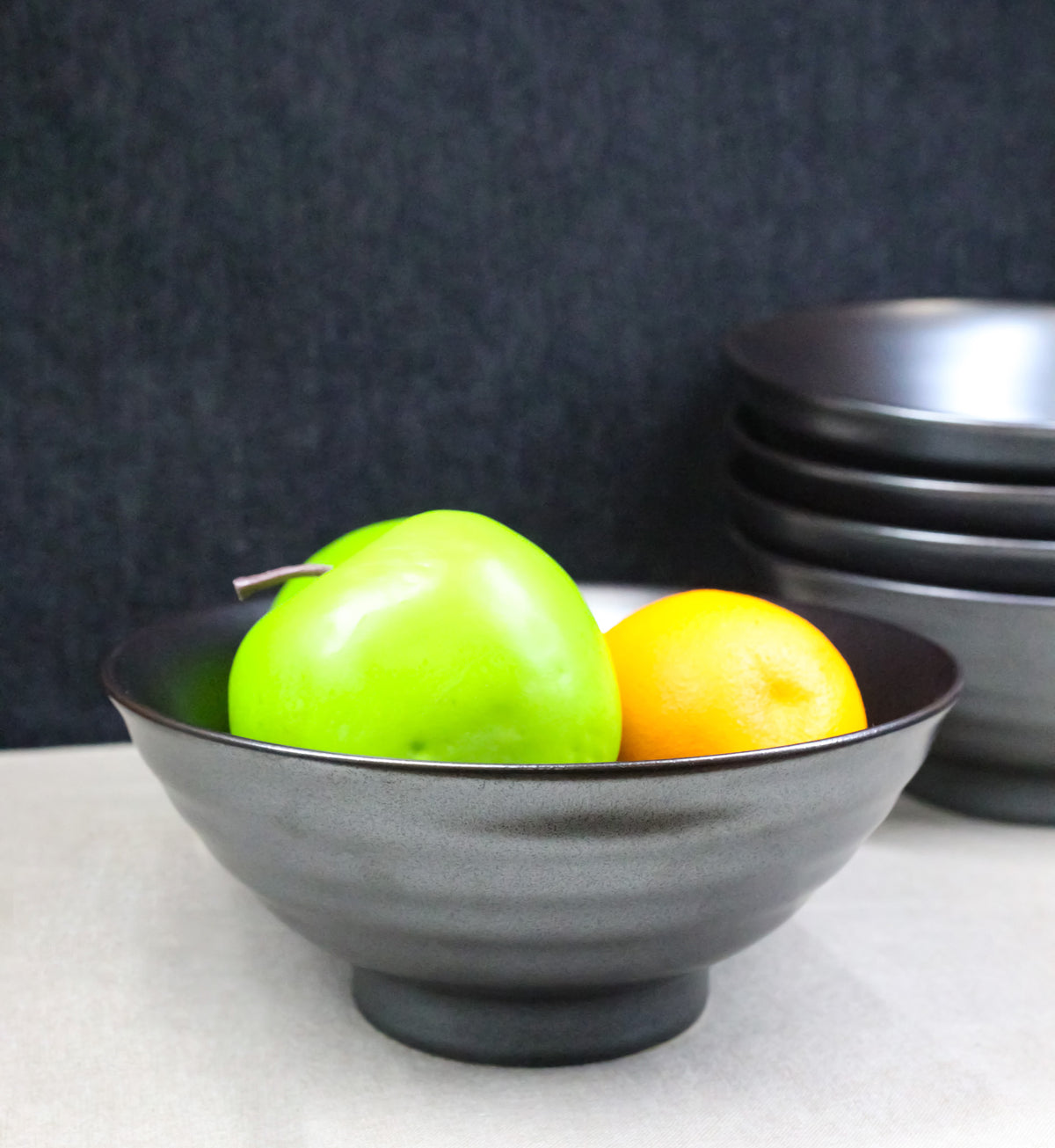Pack Of 5 Black Tetsu Kesho Ceramic Collection Large Ramen Soup Dinner Bowl 40oz