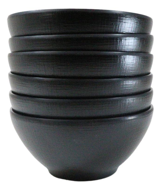 Pack Of 6 Black Silk Melamine Ramen Soup Salad Pasta Donburi Medium Bowls 26oz