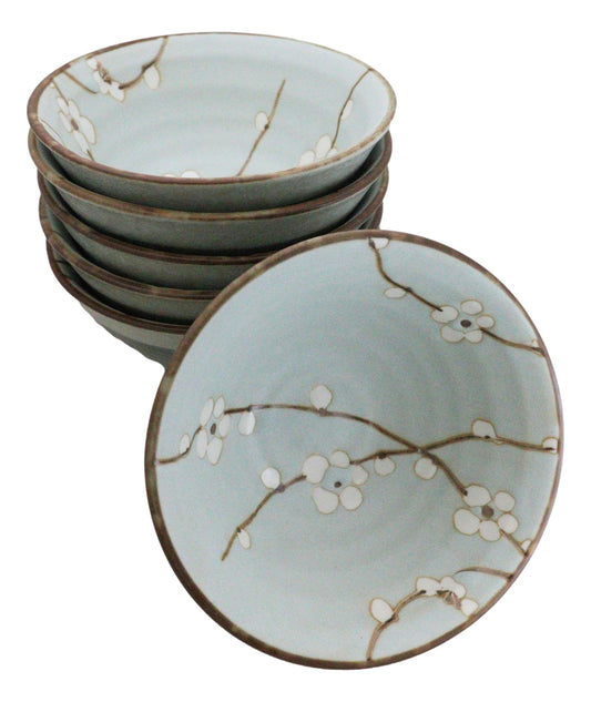 Made In Japan Ceramic Soushun Sakura Cherry Blossoms Rice Soup Bowls Set 12oz