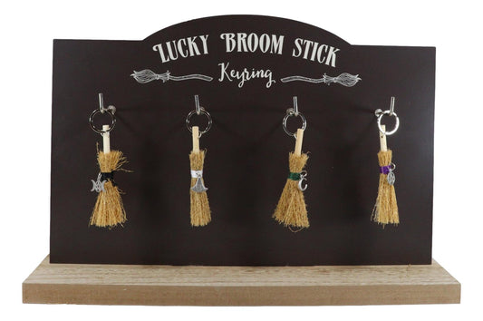 Triple Moon Crescent Pentagram Witch Hat Broomsticks Keyring Key Chains Set Of 4