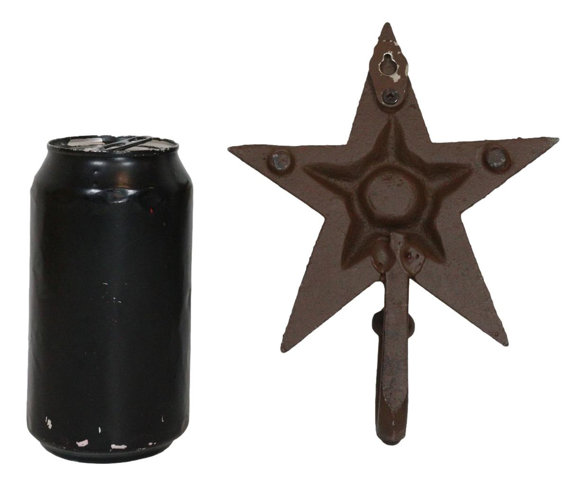Pack Of 2 Rustic Western Lone Star Cast Iron Metal Wall Hooks Organizer Decor