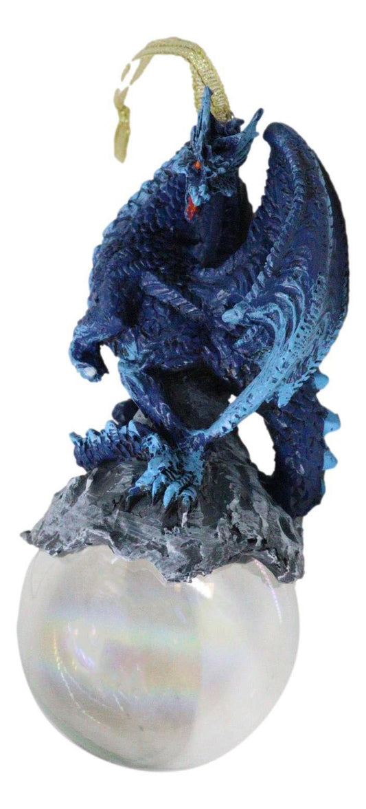 Ruth Thompson Blue Stormchaser Dragon On Pearl Glass Ball Ornament Figurine 5"H