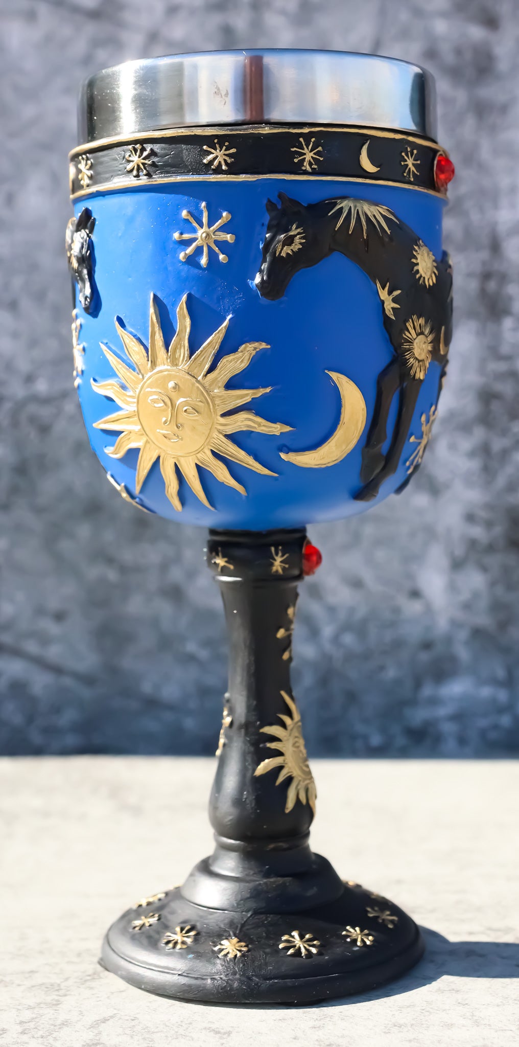 Trail Of Painted Ponies Sky Of Enchantment Celestials Sun Moon Horse Wine Goblet