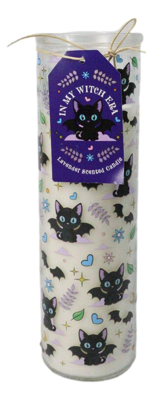 Halloween Magic Cute and Creepy Cat Bat Lavender Scented Glass Tube Candle