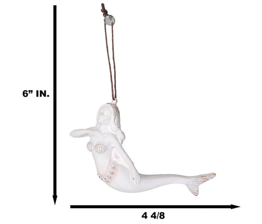 Set Of 6 Antique White Ocean Marine Mermaid Wall Hanging Decor Tree Ornaments