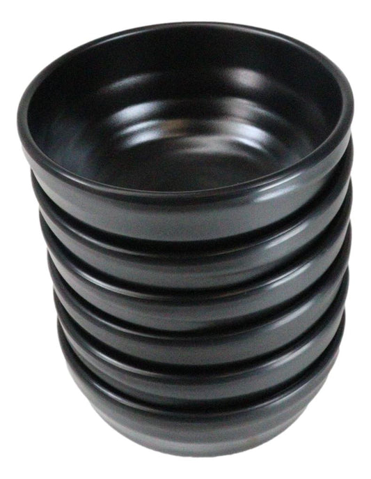 Pack Of 6 Modern Matte Black Melamine Small Round Soup Appetizer Rice Bowls 10oz