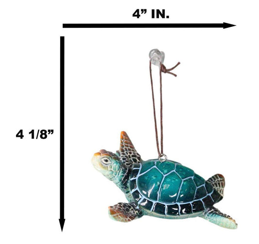 Set Of 4 Nautical Blue Sea Turtles Ocean Marine Wall Hanger Decor Tree Ornaments