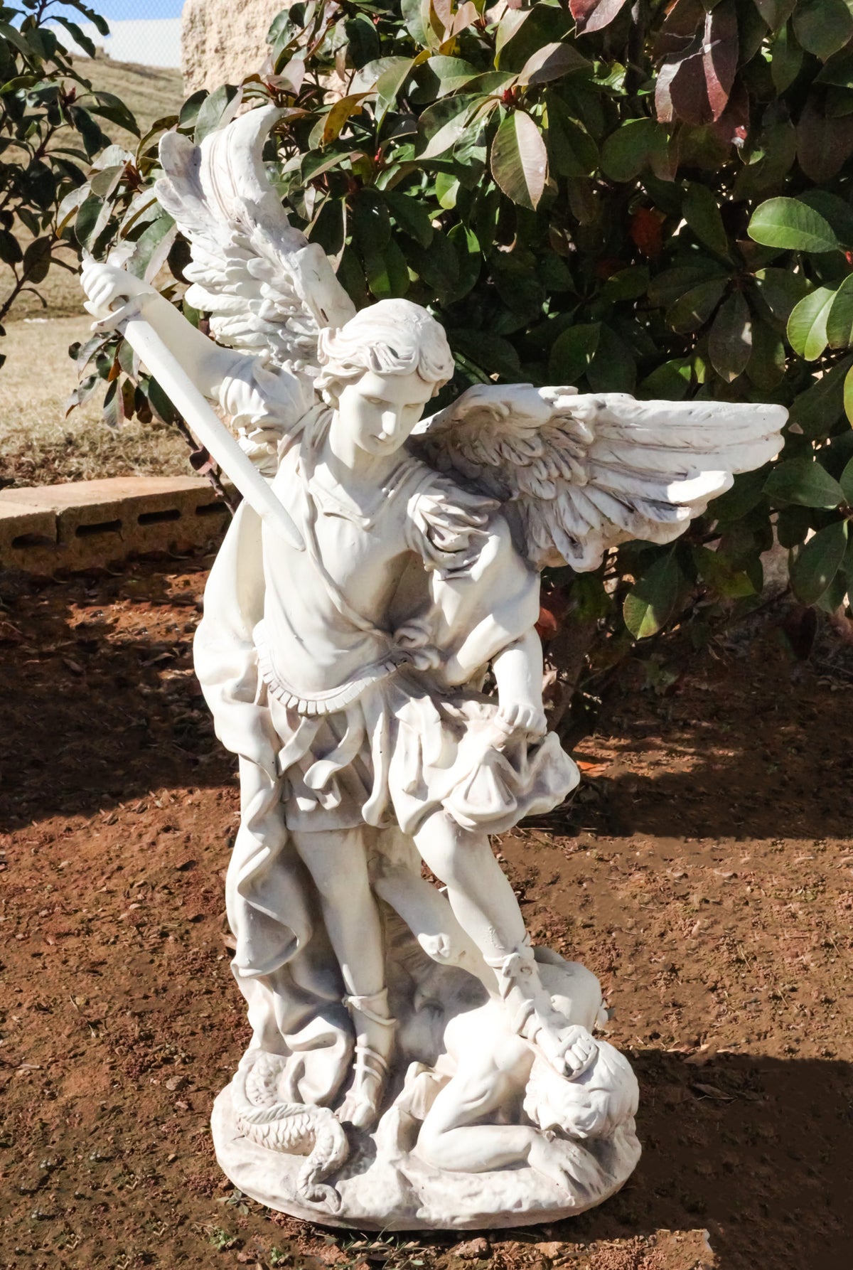 Catholic Church Archangel Saint Michael With Sword Large Outdoor Statue 24"H - Ebros Gift