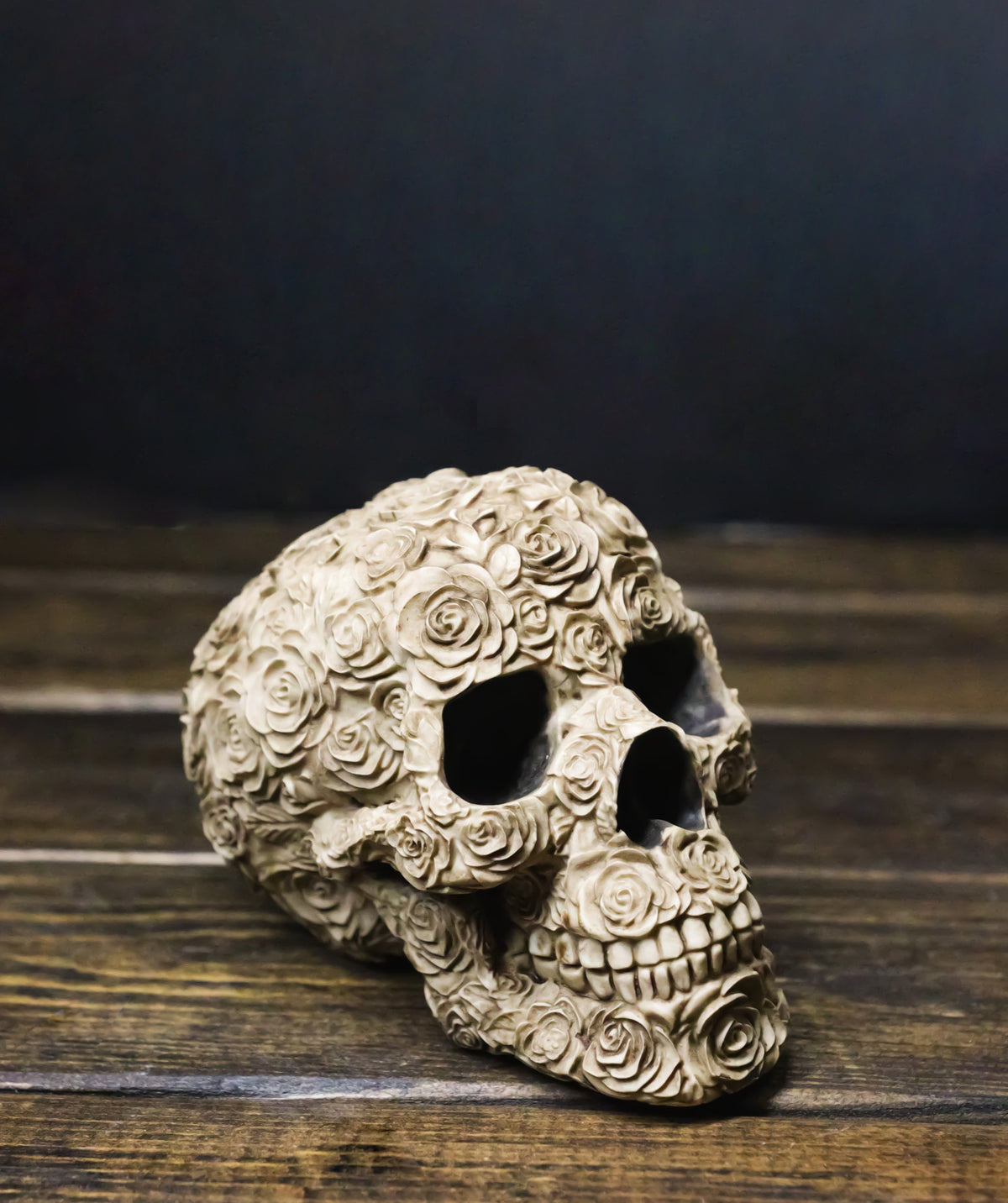 Ebros Gift Gothic Rose Skull Figurine Decorative Resin Skeleton Sculpture