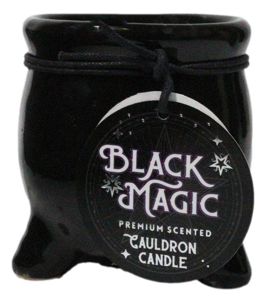 Pack of 12 Ceramic Witch Halloween Black Magic Cauldron Scented Pillar Candles