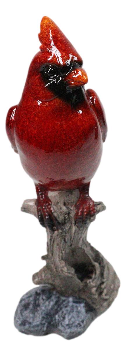 Northern Red Cardinals Bird Perching on Tree Branch Figurine Glossy Finish