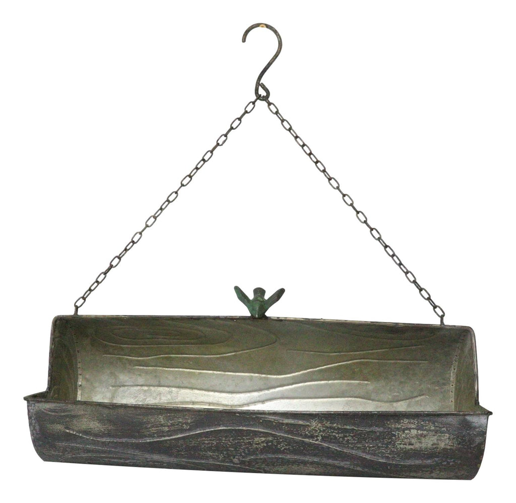 hanging log planter Rustic Farmhouse Distressed Metal Tree Log Hanging Wall Planter 19"L W– Ebros Gift
