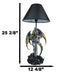 Golden Green Dragon Holding Excalibur Sword With Crystal At Graveyard Table Lamp