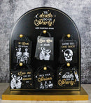 Set Of 36 Gothic Till Death Do Us Party Skeletons Mini Signs With Display