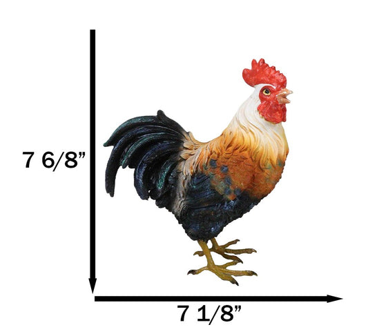 Rustic Western Country Farm White Breasted Chicken Rooster Figurine - Ebros Gift