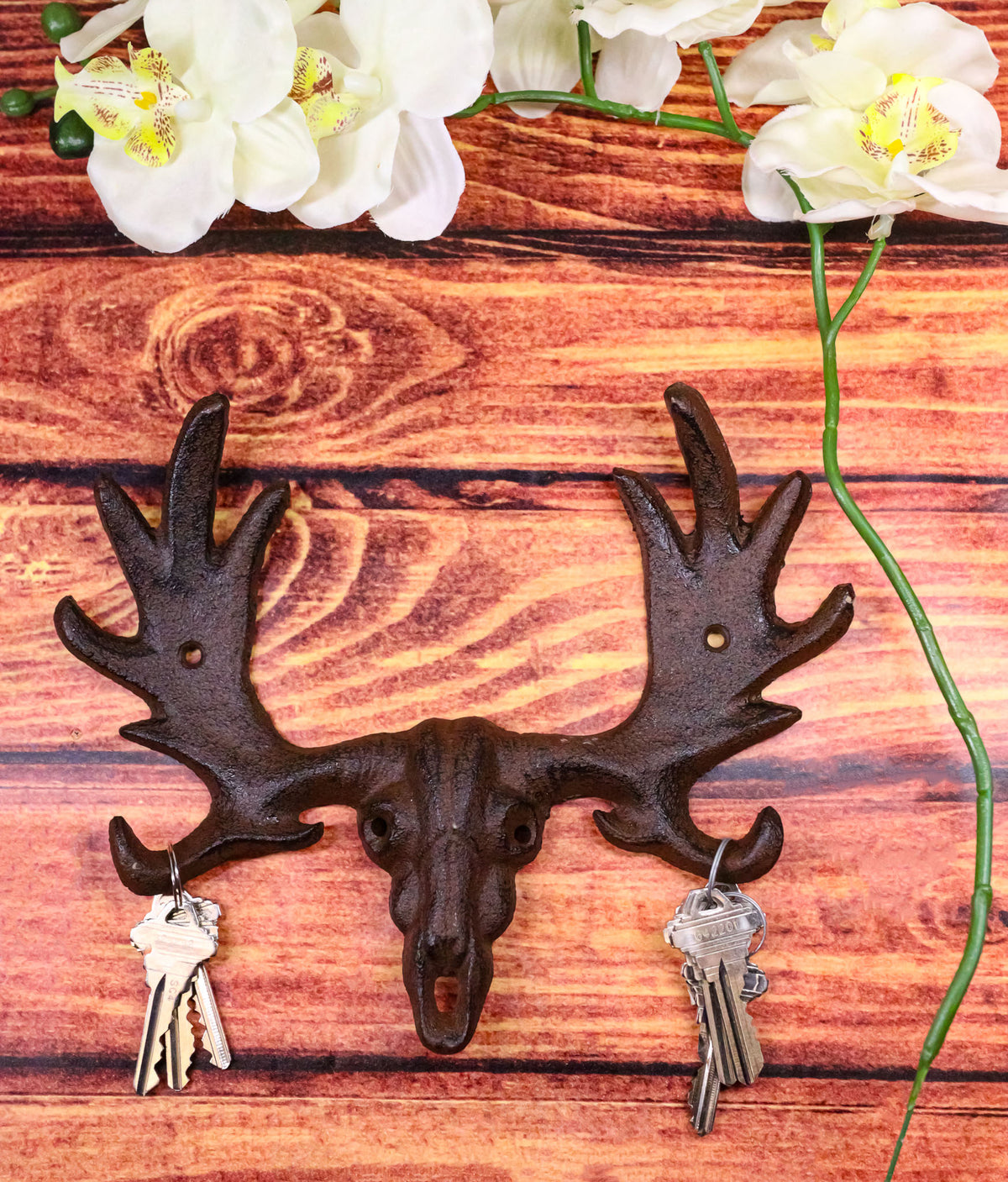 Cast Iron Western Rustic Bull Moose Head Wall Double Hooks For Keys Leashes Hats
