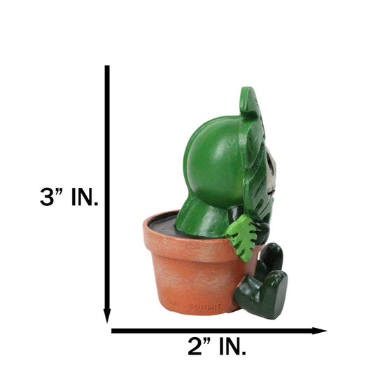 Furry Bones MonstyD Monstera Succulent Plant in Pot Skeleton Figurine Furrybones