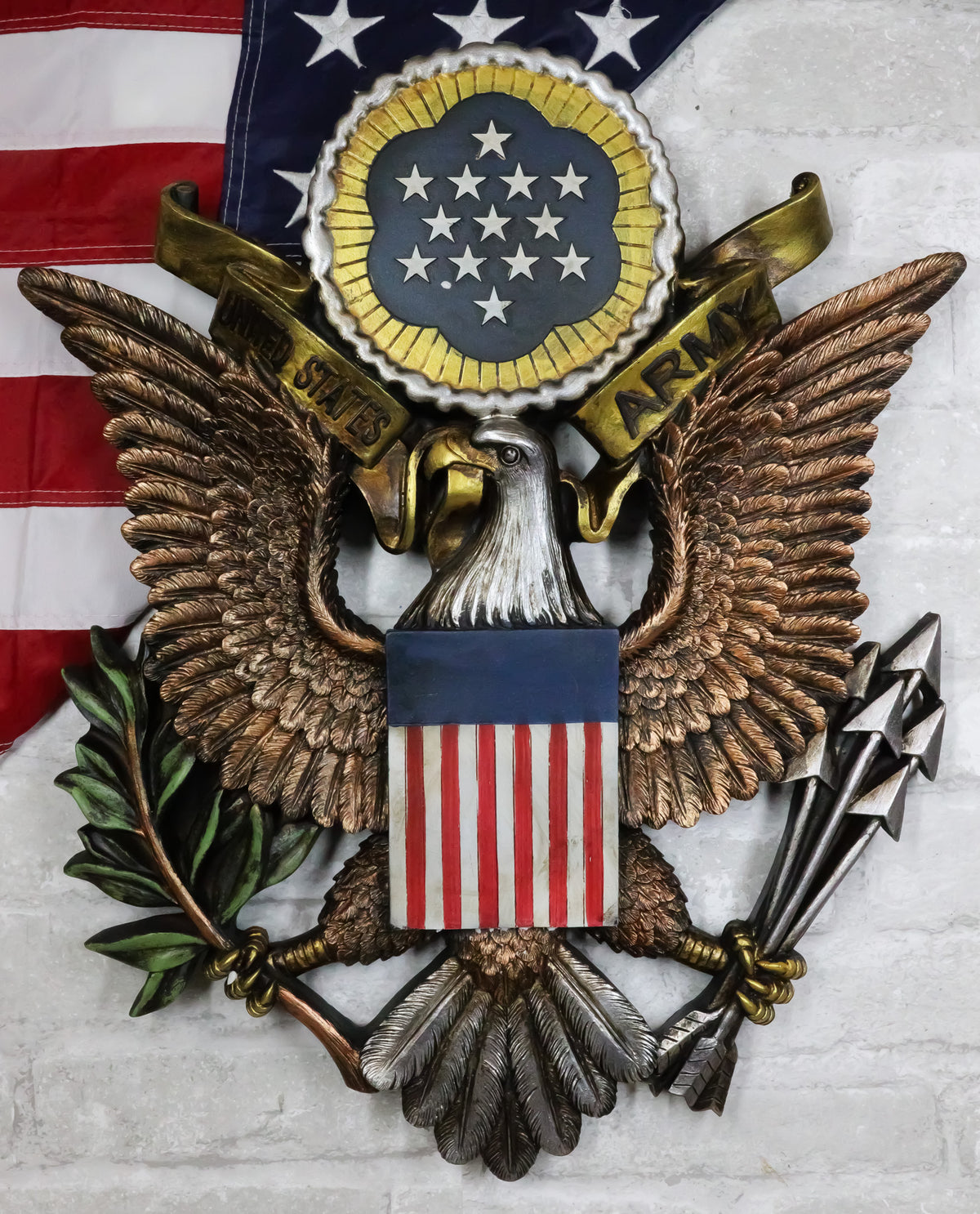 Patriotic United States Army Bald Eagle Great Seal Military Wall Decor Plaque