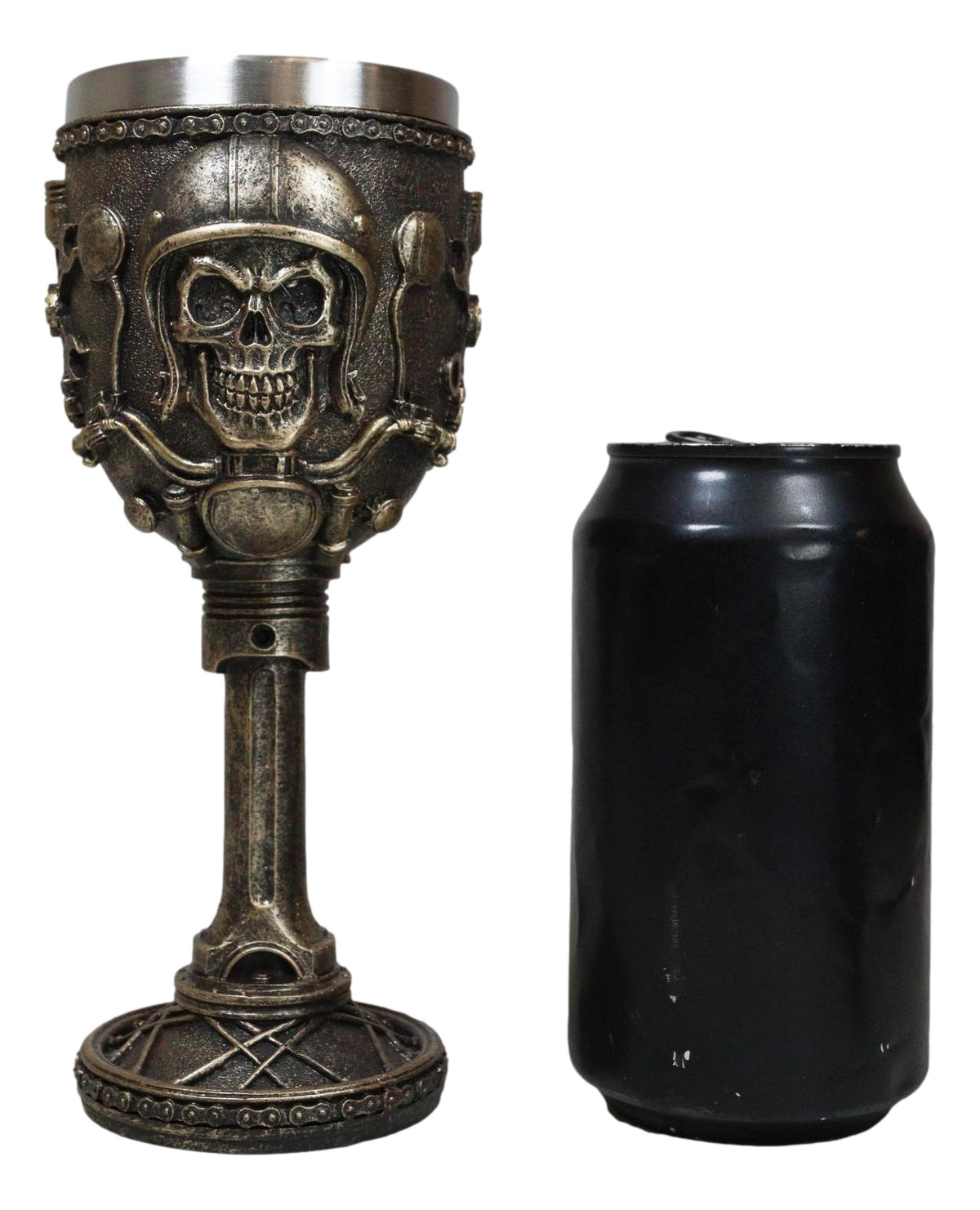 Mechanics Engineering Motohead Aviator Pilot Skeleton Cranium Skull Wine Goblet - Ebros Gift