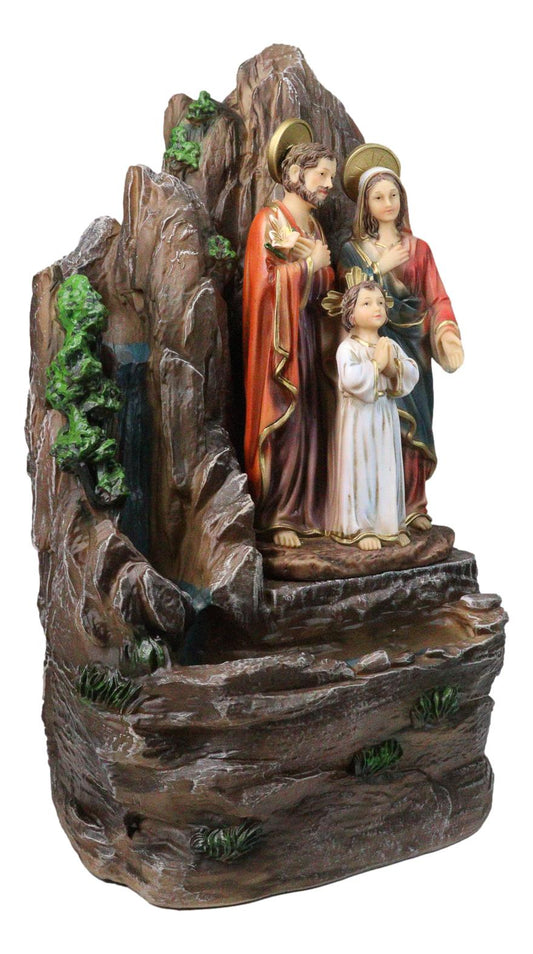 Catholic The Holy Family Joseph Mary Jesus Water Fountain Feature Sculpture 16"H - Ebros Gift