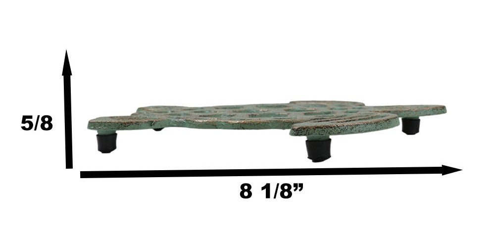 Nautical Marine Verdigris Giant Sea Turtle Rustic Cast Iron Wall Or Table Trivet
