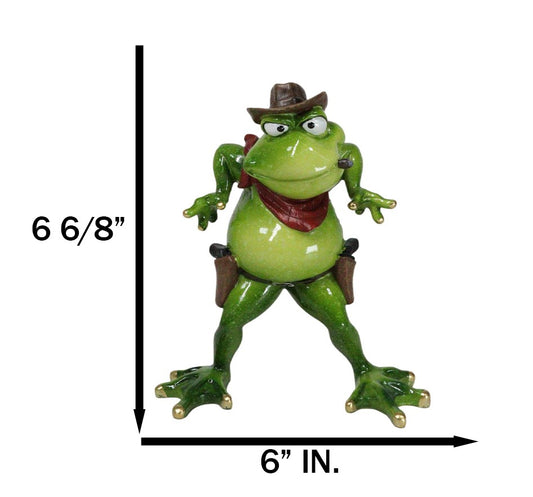 Wild West Cowboy Toad Frog In Standoff With Hat Cigar And 2 Pistols Figurine - Ebros Gift