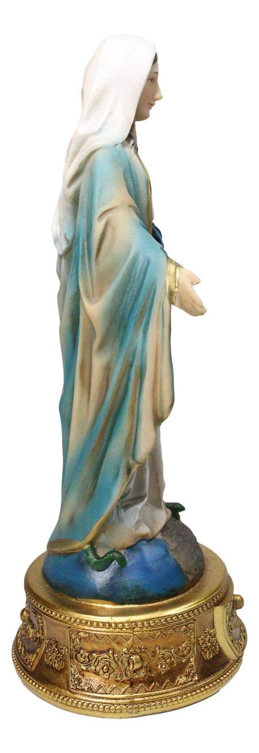 Our Lady of Grace Mother Mary Catholic Figurine with Rosary Drawer Box 9"H - Ebros Gift