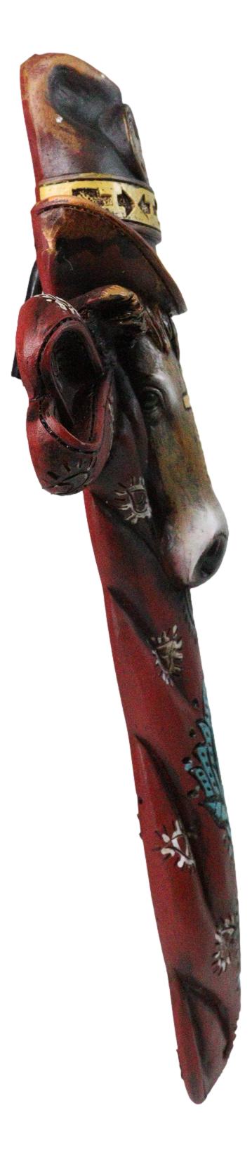 Colorful Southwestern Cowboy Bull with Sheriff Hat and Floral Design Wall Cross
