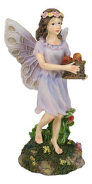 Whimsical Enchanted Garden Butterfly Fairy Carrying A Basket Of Apples Figurine