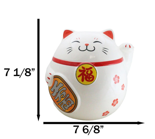 Japanese Lucky Charm Beckoning Cat Fat Maneki Neko Money Coin Bank Figurine