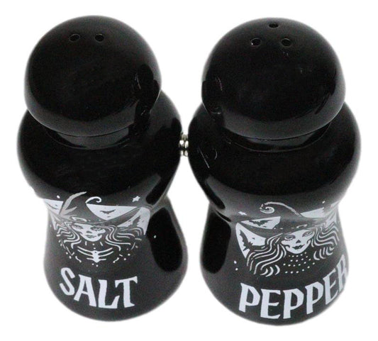 Wicca Black Magic Grand High Witch Apothecary Ceramic Salt Pepper Shakers Set