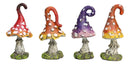 Enchanted Fairy Garden 3"H Mini Crooked Toadstool Mushrooms Figurine Set of 4