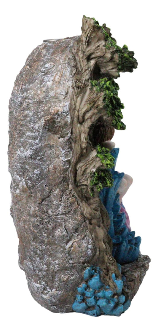 Sleeping Pink Fairy On Blue Crystals Enchanted Tree LED Backflow Incense Burner