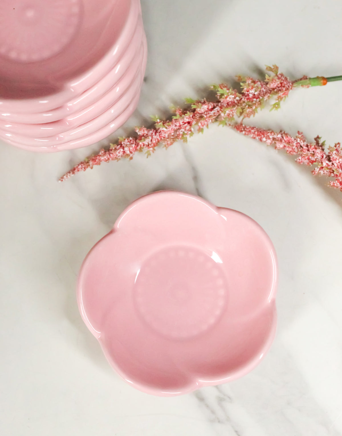 Ebros Set of 6 Pink Sakura Cherry Blossom Porcelain Sauce Dishes 3 Inch