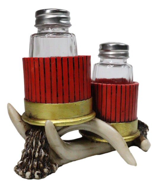 Western Entwined Stag Deer Antlers With Shotgun Bullets Salt Pepper Shakers Set