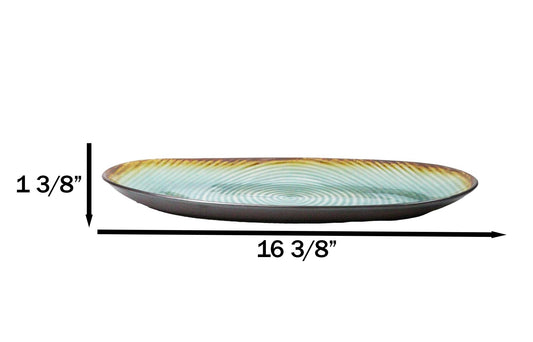 Green Midori Kannyu Collection Ceramic Oblong Shape 16" Long Serving Platter