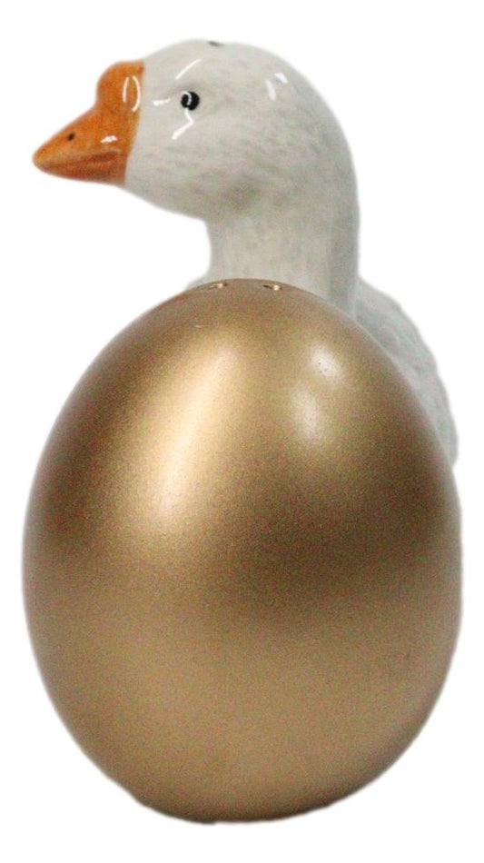 Ebros Goose and Golden Egg Ceramic Salt and Pepper Shakers Set of 2